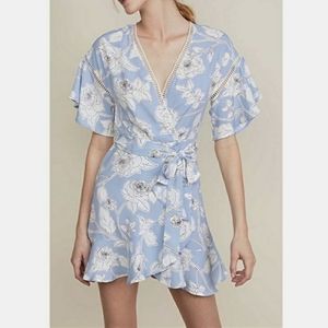 Anthropologie Moon River Blue Floral Wrap Dress
